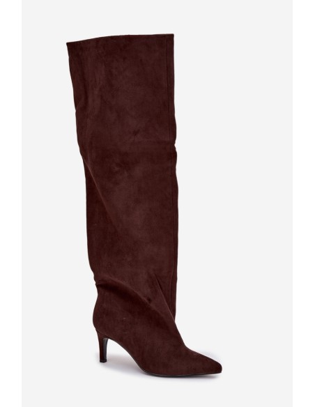 Women's High Heel Ankle Boots Slip-On Chocolate Mavilla