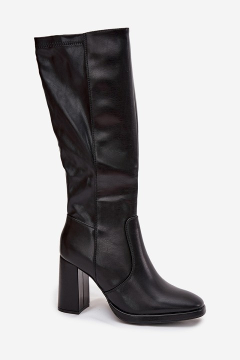 Women's Heeled Boots Made of Eco Leather Insulated Black Lyvella