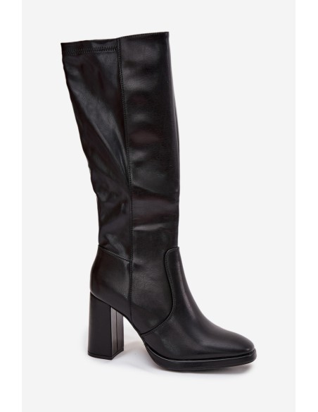 Women's Heeled Boots Made of Eco Leather Insulated Black Lyvella