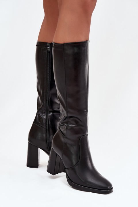 Women's Heeled Boots Made of Eco Leather Insulated Black Lyvella