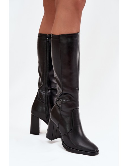 Women's Heeled Boots Made of Eco Leather Insulated Black Lyvella