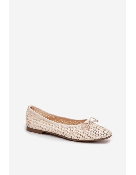 Ballet Flats With Weaving And Bow Ecru Belirra