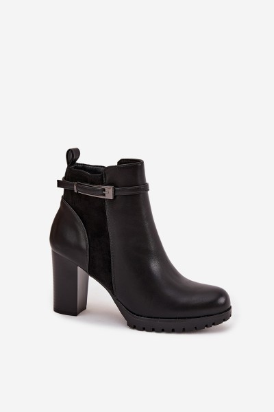 Women's ankle boots on heel with strap black Mirielle 2