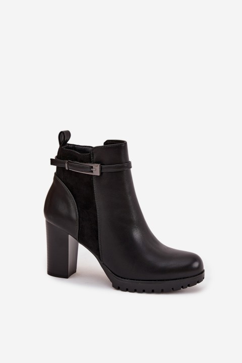 Women's ankle boots on heel with strap black Mirielle