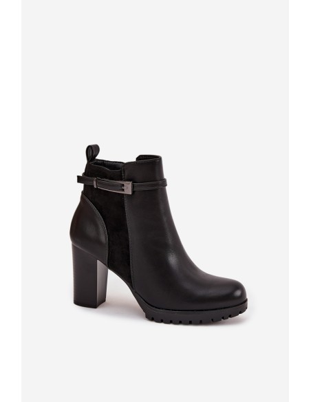 Women's ankle boots on heel with strap black Mirielle