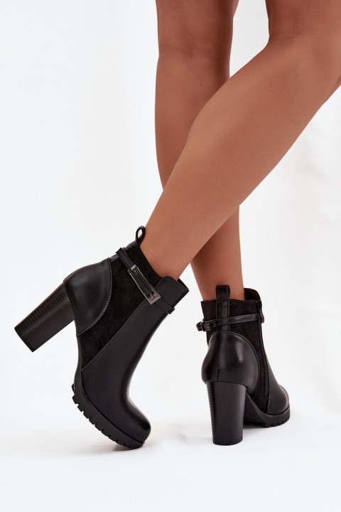 Women's ankle boots on heel with strap black Mirielle