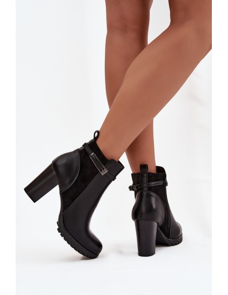 Women's ankle boots on heel with strap black Mirielle