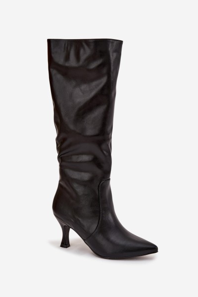 Women's High Heel Boots Made of Eco Leather Black Karella 2