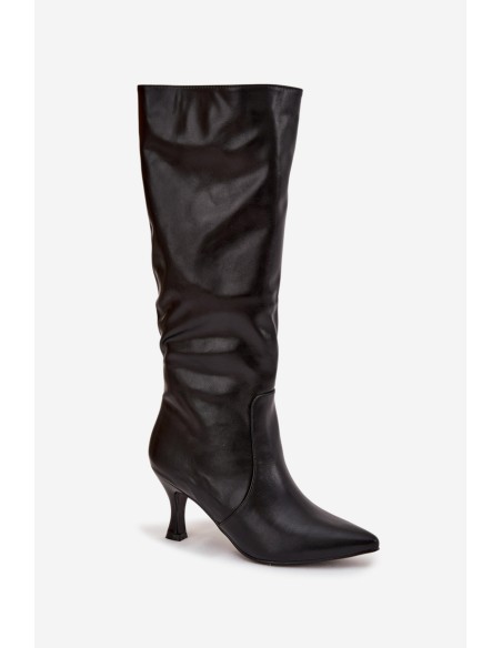 Women's High Heel Boots Made of Eco Leather Black Karella