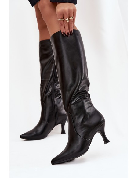 Women's High Heel Boots Made of Eco Leather Black Karella