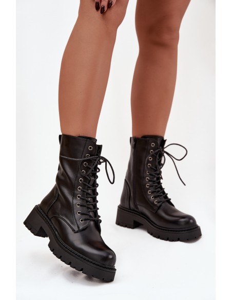 Women's work boots made of eco leather black Calesia