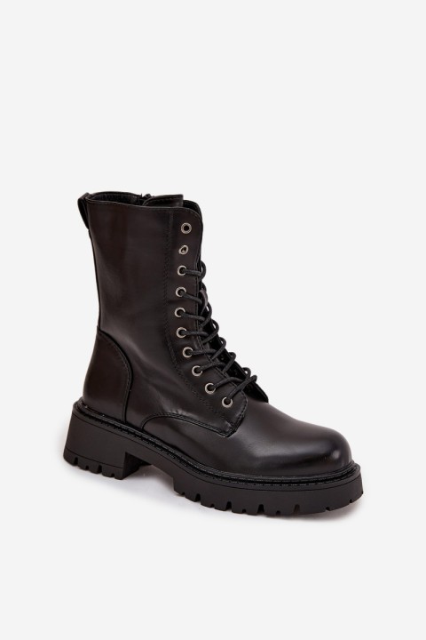 Women's work boots made of eco leather black Calesia