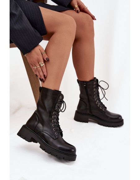 Women's work boots made of eco leather black Calesia