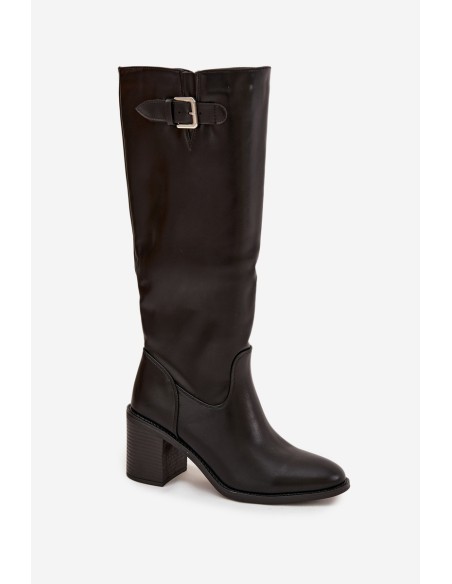 Women's High Heel Boots with Buckle Black Brenira