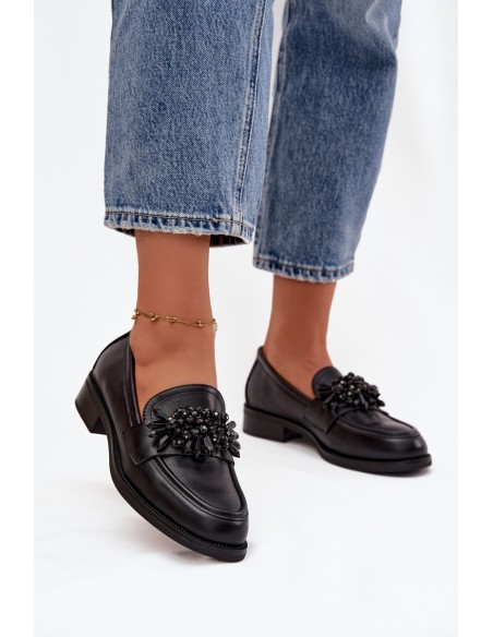 Loafers Moccasins Women's With Ornament Black Murelle