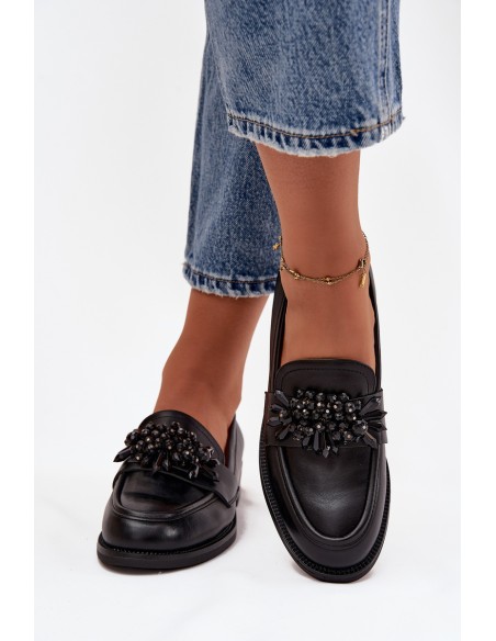 Loafers Moccasins Women's With Ornament Black Murelle