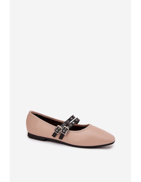 Women's Ballerinas With Straps Beige Deliora