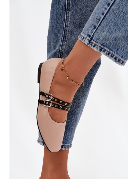 Women's Ballerinas With Straps Beige Deliora