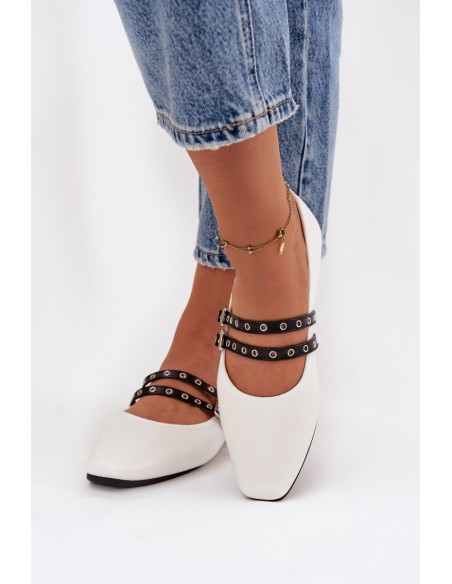 Women's Balerinas With Straps White Deliora