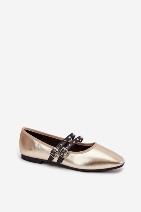 Women's Ballerinas With Golden Straps Deliora