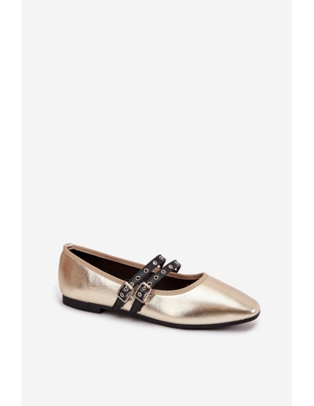 Women's Ballerinas With Golden Straps Deliora