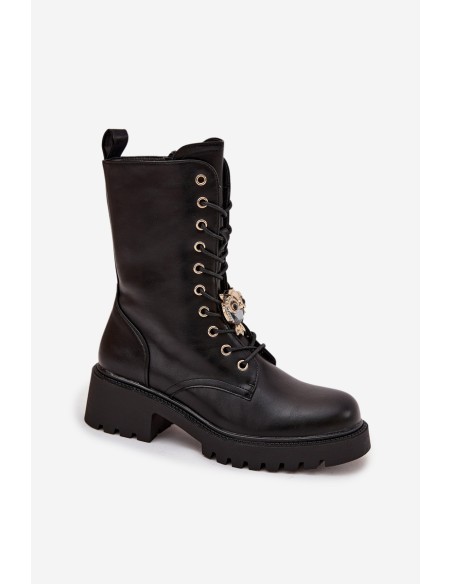 Women's Workery Boots with Decoration Black Jorayne