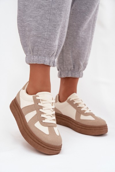 Women's Sneakers on Platform Dark Beige Dovina