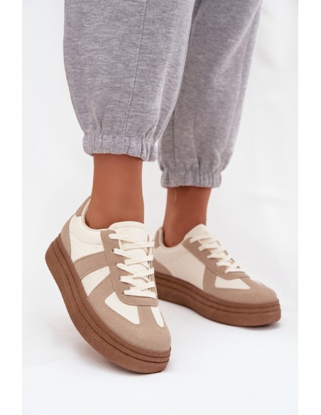 Women's Sneakers on Platform Dark Beige Dovina