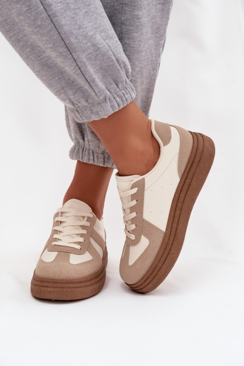Women's Sneakers on Platform Dark Beige Dovina
