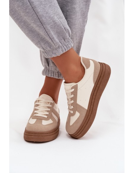 Women's Sneakers on Platform Dark Beige Dovina