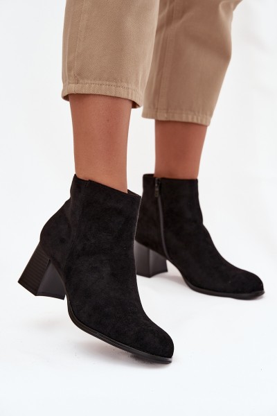 Women's Block Heel Boots Eco Suede Black Marilou
