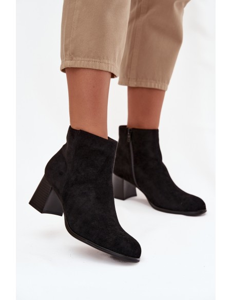 Women's Block Heel Boots Eco Suede Black Marilou