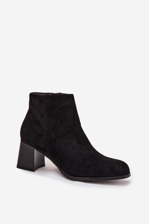 Women's Block Heel Boots Eco Suede Black Marilou