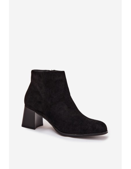 Women's Block Heel Boots Eco Suede Black Marilou