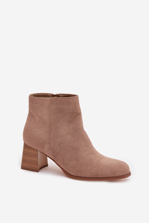 Women's Block Heel Boots Eco Suede Beige Marilou