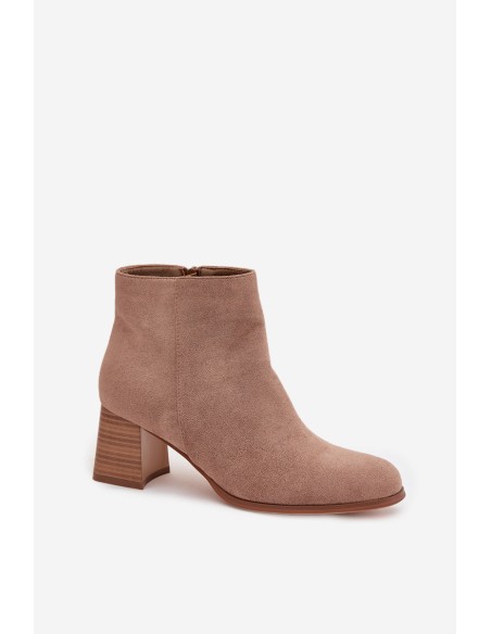 Women's Block Heel Boots Eco Suede Beige Marilou