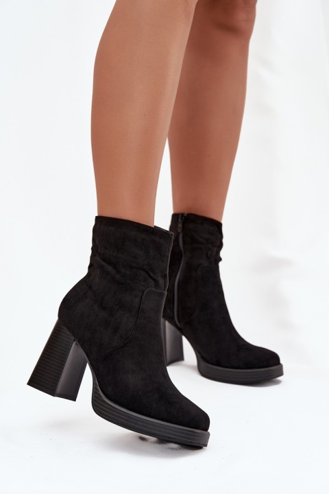 Women's heeled ankle boots black Pavinne