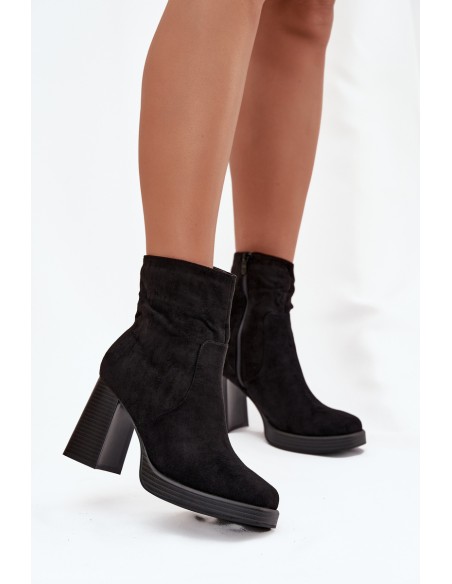 Women's heeled ankle boots black Pavinne