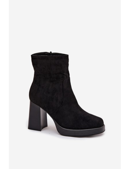 Women's heeled ankle boots black Pavinne