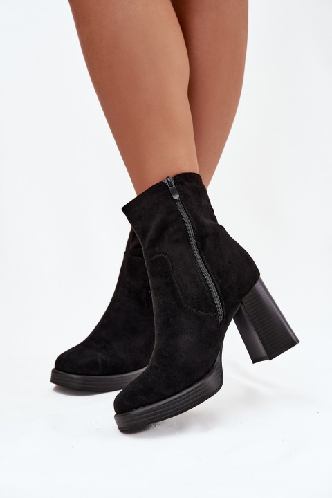 Women's heeled ankle boots black Pavinne