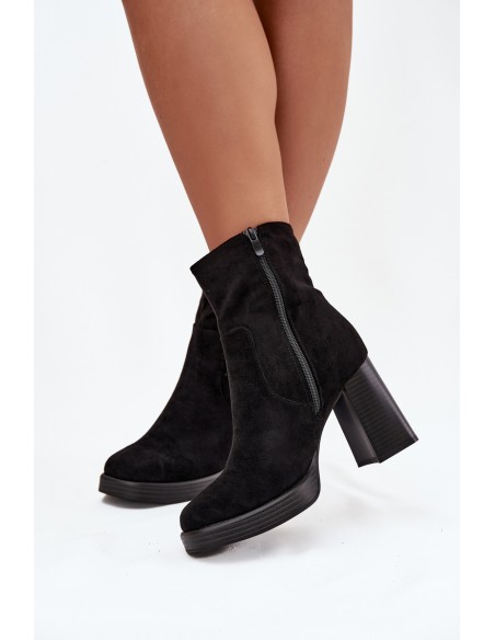 Women's heeled ankle boots black Pavinne