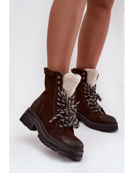 Women's trapper boots made of eco leather chocolate Bellora