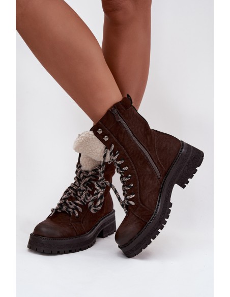 Women's trapper boots made of eco leather chocolate Bellora