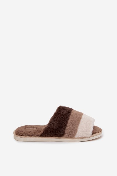 Furry Women's Slippers With Stripes Brown Tahlisse
