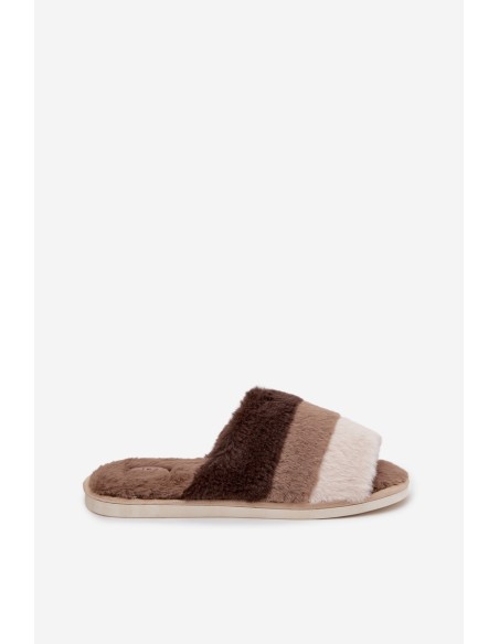 Furry Women's Slippers With Stripes Brown Tahlisse
