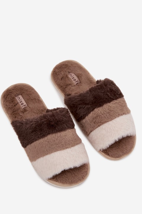 Furry Women's Slippers With Stripes Brown Tahlisse