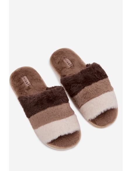 Furry Women's Slippers With Stripes Brown Tahlisse
