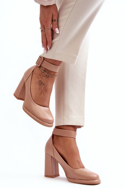 Stiletto Heels with Buckle Beige Idovana