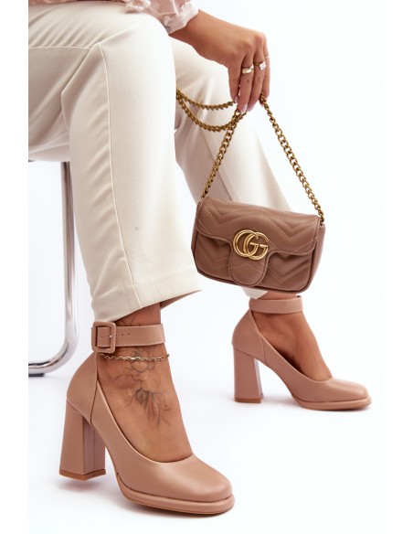 Stiletto Heels with Buckle Beige Idovana