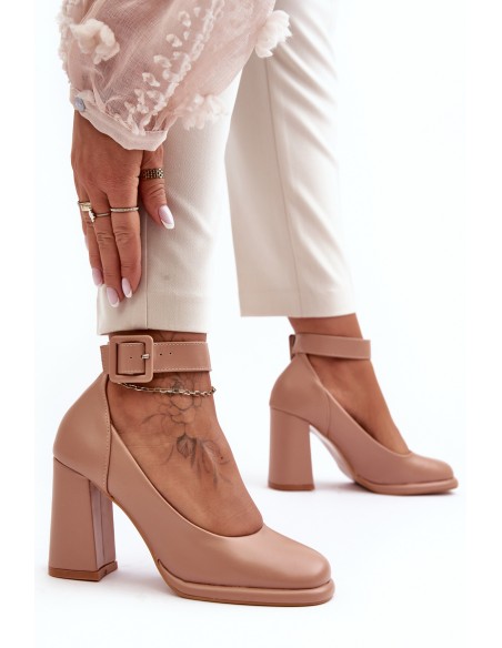 Stiletto Heels with Buckle Beige Idovana